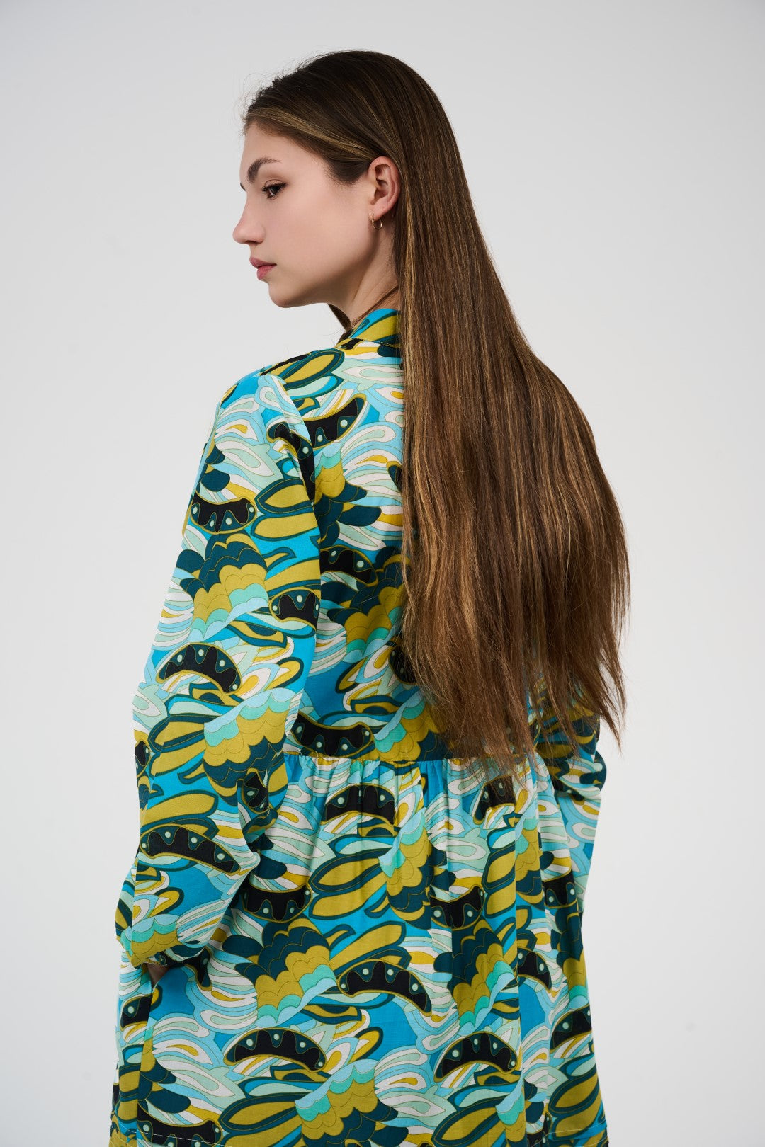 فستان/قميص ماكسي نسائي مطبوع متعدد الألوان