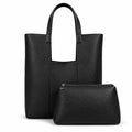 NARMAR 2-Piece Pebbled Leather Vertical Bag Set with Matching Pouch
