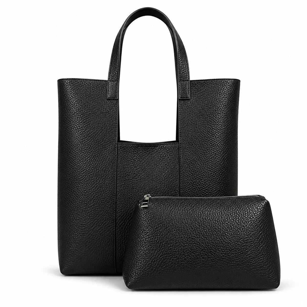 NARMAR 2-Piece Pebbled Leather Vertical Bag Set with Matching Pouch
