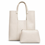 NARMAR 2-Piece Pebbled Leather Vertical Bag Set with Matching Pouch