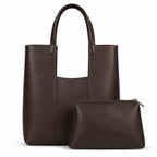 NARMAR 2-Piece Pebbled Leather Vertical Bag Set with Matching Pouch