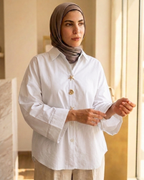 Women’s Cotton Shirt with Elegant Statement Buttons