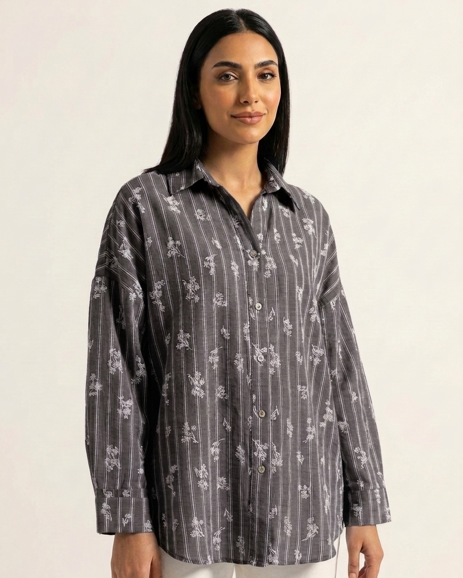Men’s Striped Shirt with Subtle Embroidered Details
