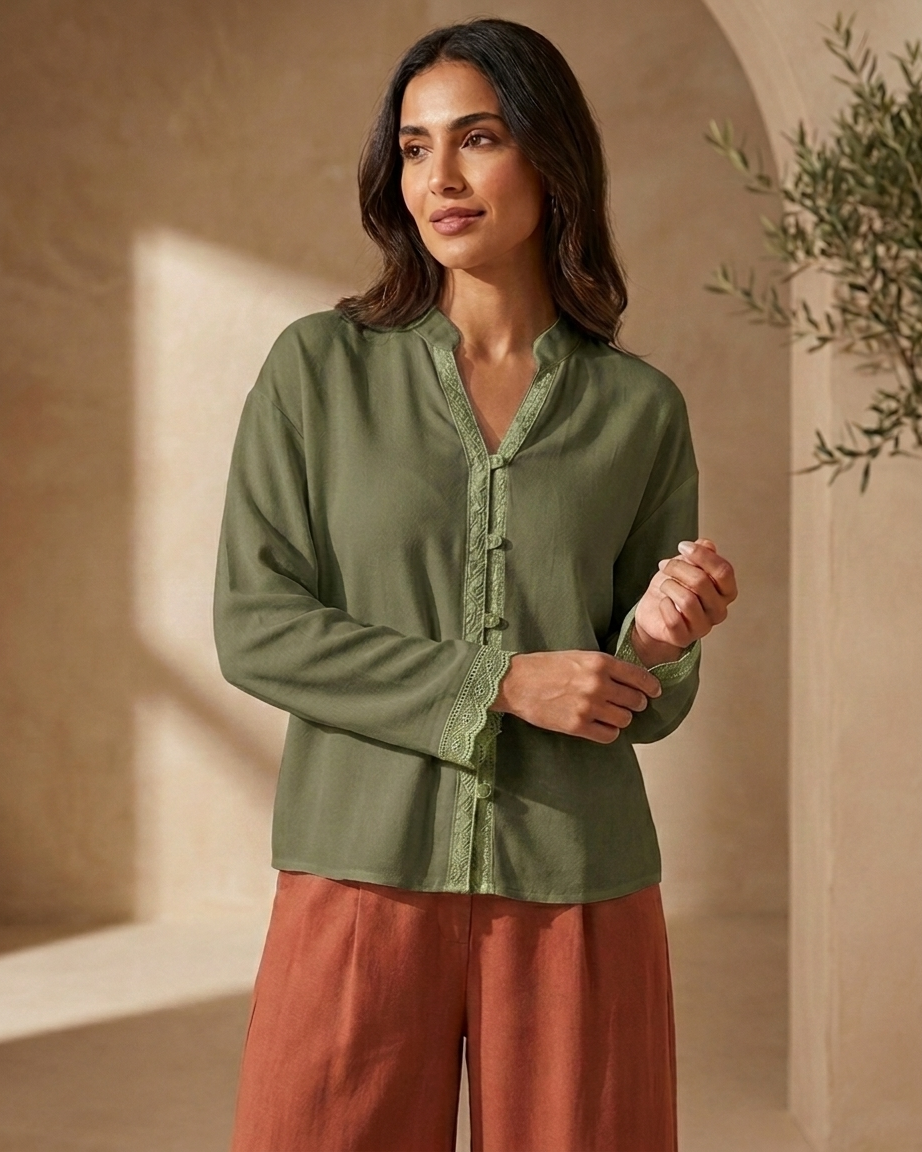 Women’s Elegant Blouse with Subtle Embroidered Details