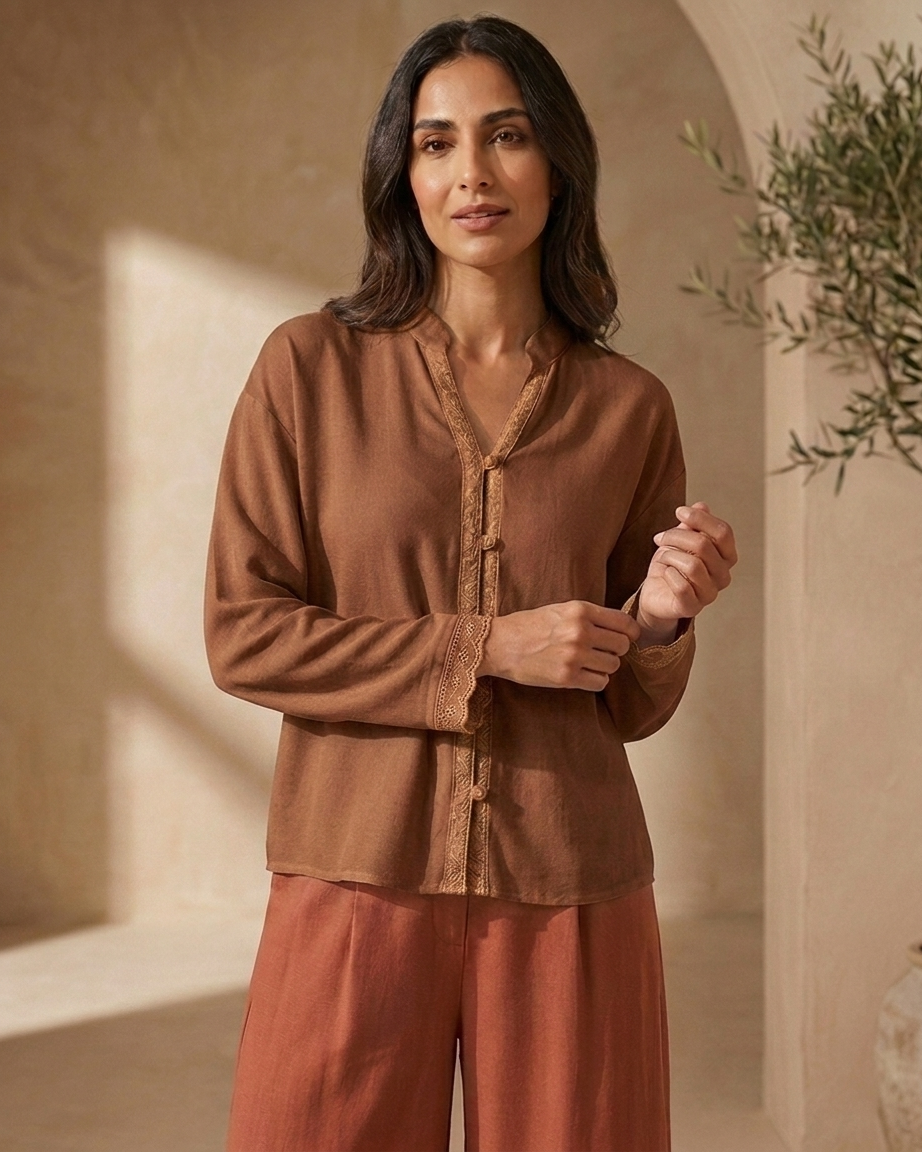 Women’s Elegant Blouse with Subtle Embroidered Details