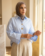 Women’s Cotton Shirt with Elegant Statement Buttons