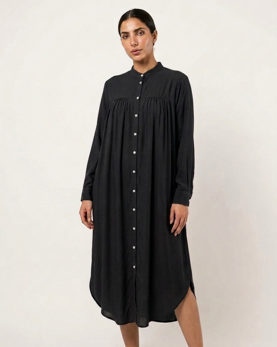 Women’s Midi Shirt Dress with Relaxed Fit