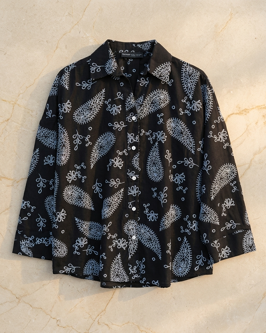 Women’s Black Paisley Print Shirt