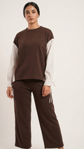 Women’s Modern Two-Piece Set with Mixed Fabric Design