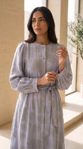 Women’s Elegant Printed Midi Dress with Waist Tie