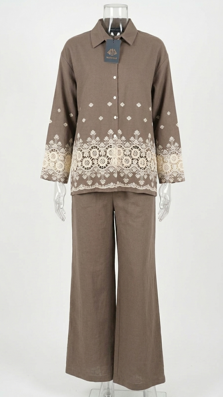 Women’s Elegant Set with Lace Embroidered Details